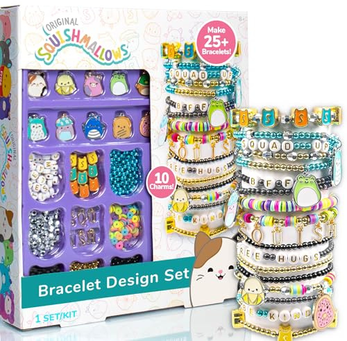 Squishmallows Originelles Armband-Design-Set, niedliches und Freundschaftsarmband-Set, Schmuckherstellungs-Set, Charm-Armbandherstellungs-Set, Perlen- und Schmuckherstellung