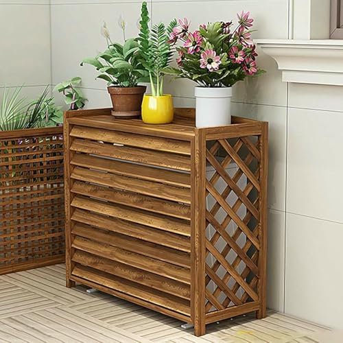 HOTAPEPU Cubierta De Aire Acondicionado Exterior, Madera Cubre para Aire Acondicionado, Pantalla De Privacidad Decorativo, Rejilla para Aire Acondicionado, Fundas Aire Acondicionado~/