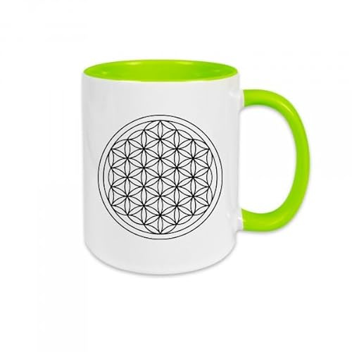 Dreambase Tasse à café/thé Fleur de vie avec carte cadeau en céramique, 330 ml, vert