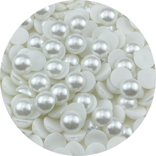 YHYPOCI 150pcs 16mm Half Pearls for Crafts Flatback Round Half Pearl Beads for Jewelry Making Nail Art Scrapbook Craft Wedding Dress Decoration(White)