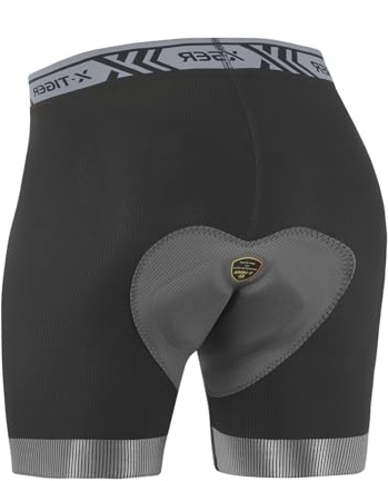 X-TIGER Fahrradhose Herren Radlerhose 5D Gepolsterte Fahrradunterhose | MTB Bike Kurze Hosen Hohe Elastizität und Atmungsaktivität Rutschfeste Hosenbeine Einteiliger Stoff Verbessertes Sitzpolster