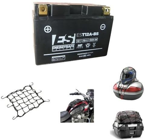 COMPATIBILE CON DUCATI Monster S2R 800 2005 A 2007 BATTERIA YT12A-BS ENERGYSAFE EST12A-BS GIÀ CARICA E PRONTA ALL'USO BATTERIE 10AH 12V SPUNTO 160AEN 150X87X105MM