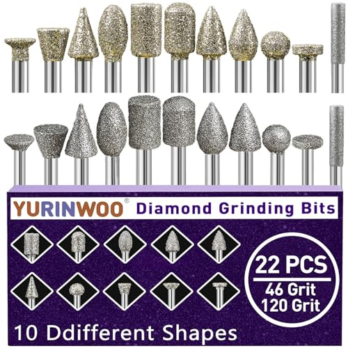 Broca de diamante de 1/8 pulgadas para piedra, vidrio, cerámica, cuarzo, esmalte, resina, porcelana, metal, tallado, pulido (20 unidades, grano 46 y 120)