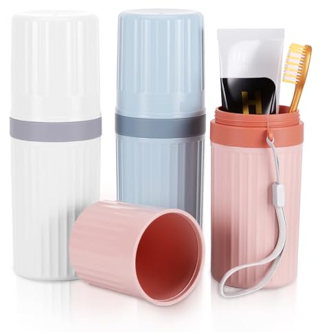 2 Stück Reise Zahnputzbecher, Tragbar Zahnbürste Reiseetui, Travel Toothbrush Case, Zahnbürsten Box für Geschäftsreise, Schule, Camping