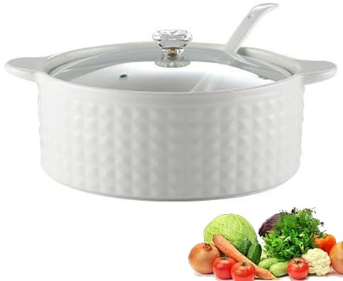 Soupière avec louche en porcelaine blanche, soupière de service en céramique, marmite à soupe en céramique for la maison, le restaurant