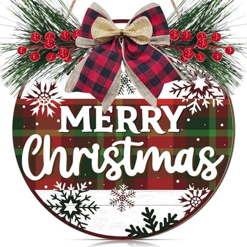 ANHUIB Weihnachten Deko 3D Türschild Weihnachts Frohe Weihnachten Holz Schilder mit Merry Christmas Schriftzug Weihnachtsdeko Hängend Fenster Wand Schmücken Weihnacht Willkommensschild Holz Dekoration