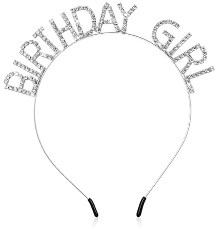 Apausvcm Silber Geburtstag Kronen,Geburtstag Kronen Mädchen Stirnband,Geburtstags Kopfschmuck Bling Strass Haarband Prinzessin Tiara Happy Birthday Zubehör für Frauen Mädchen Party Dekoration