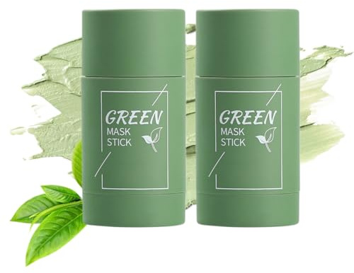 CUZKC Pack De 2 Mascarilla Facial De Té Verde En Barra,Limpieza Profunda y Control Des Grasa,Hidrata y Minimiza Poros