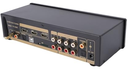 Dpofirs 5.1 Surround Sound Decoder Konverter 192 kHz 32 Bit mit BT 5.0 Empfänger, 5 Ausgabemodi, 2,8 Zoll TFT Farbbildschirm (EU-Stecker)
