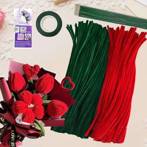 ROEOWENE 200 Pieza Alambre de Chenilla Manualidades 30cm para Hacer Flores | Limpia Pipas Bastoncillos Colores Kit Limpiapipas Pipe Cleaner Crafts Diy Bricolaje-rojo