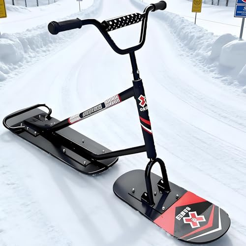 vnmudzeo GeläNdetauglicher Schneemobil FüR Erwachsene, 360°-Drehlenkung, 150 Kg Tragkraft, Aluminium-Snowboard-Schlitten, FüR PräParierte Pisten Im Backcountry Black