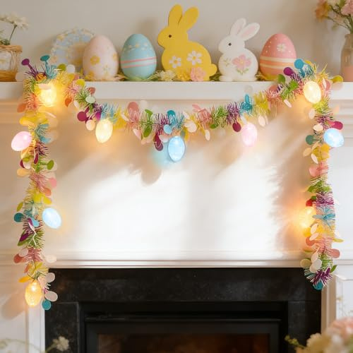 FACHOI Easter Fairy Lights, 2M 10 LED Easter Egg String Lights, Battery Powered Easter Lights for Indoor Outdoor Easter Decorations F6-CDDD