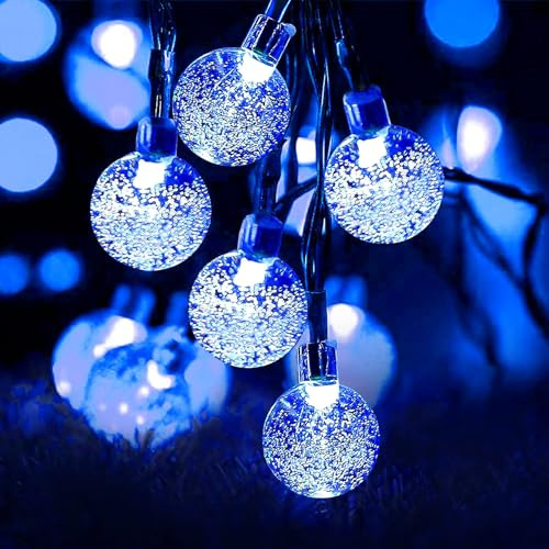 Lezonic Solar String Lights Outdoor, 50LED 7M/23Ft Solar Fairy Lights | 8 Modes Indoor/Outdoor Solar Garden Lights Waterproof for Home Garden Patio Yard Porch Wedding Party Decorations(Blue)