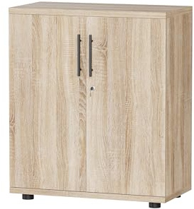 MMT 2 Door Locking Office Storage Cabinet, File Cabinet, Sonoma Oak | File Cabinet Organiser Cupboard, Wooden Filing Cabinet for Home, 2 Adjustable Shelves Bookcase