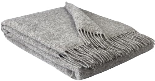 STTS International Wolldecke 100% Schurwolle Wohndecke in versch. Farben 140 x 200 cm Tagesdecke Schurwolldecke Woll-Plaid Tirol (U Taupe), 140 x 200 cm