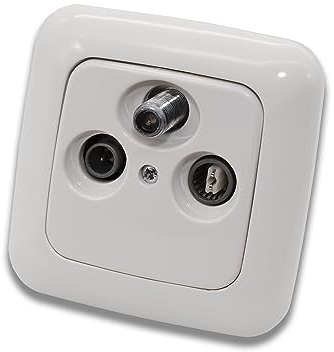 BUSCH JÄGER Komplettset/Antennensteckdosen-Einsatz Radio/TV/SAT FS 302 F + 1fach Rahmen und Abdeckung, alles in Busch Jäger Reflex SI Alpinweiß