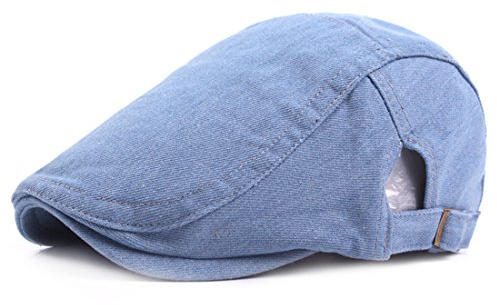 Kuyou Klassische Gatsby Flatcap Schiebermütze Jeans Schirmmütze Kappe (Hellblau)