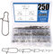 Glarks 250Pcs #1#2#4#6#8 Strong Stainless Steel Duo Lock Snaps Nice Swivel Slid Rings Fishing Lure Hook Connector Freshwater Saltwater Fishing Gear Accessories Assortment Kit - Test: 40LB-220LB