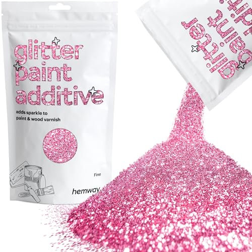Hemway Glitter Paint Additive - Rose Pink | Fine Metallic Flakes for Adding Sparkle to Paints & Wood Varnish | Add to Emulsion, Acrylic & Latex for Indoor Sparkly Walls | 100 g
