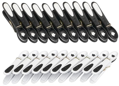 culiclean Pince a Linge Fleur – Pinces à Linge – Epingle a Linge – Fabriqué en France – 80mm x 15mm – Noir-Blanc/Blanc-Noir – Lot de 20 Pièces