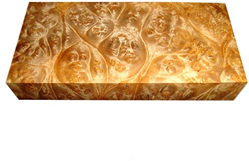 Aibote Burma Golden Camphor Wood Knife Handle Slab Scale Knives Custom DIY Wooden Material for Knife Making Blank Blades,Top Wood Block Collection Material for DIY Carving(12x4x3CM)-Each is Unique