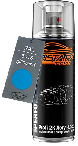 TRISTARcolor RAL 5015 Himmelblau glänzend 2K Acryl Spraydose Sprühdose Spritzlack Sprühlack 400 ml schnelltrocknend
