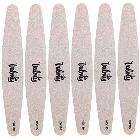 Valmy Lima para uñas Elipsa – Limas de uñas profesionales de doble cara (grano 100/180) – Materiales de cuidado para uso doméstico y salón (paquete de 50 unidades)