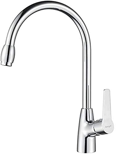 Ibergrif M14026 Grifo Cocina, Grifos Cocina Fregadero Profesional con Caño Alto, Grifo de Cocina para 2 Modos Giratorio a 360° Monomando, Cromo
