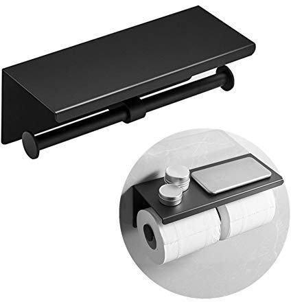 WPCASE Toilettenpapierhalter Edelstahl Toilettenpapierhalter Klopapierhalter Klorollenhalter Toilettenrollenhalter Klorollenhalter Ohne Bohren Toilettenpapierhalter Unterputz Black