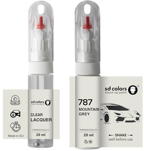 SD COLORS Pinceau de retouche gris montagne 787-20 ML - Pour réparer les rayures (peinture + vernis)