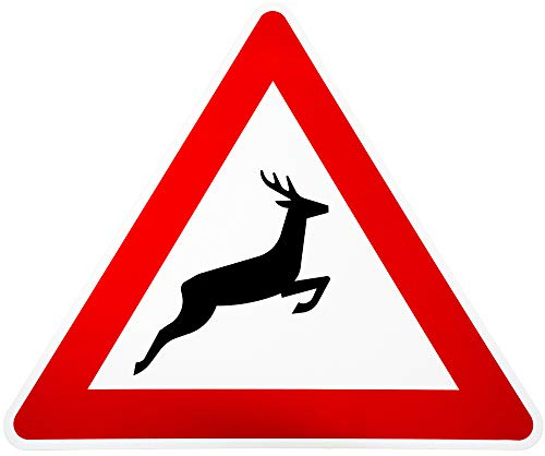 ORIGINAL Verkehrsschild Nr. 145-20 * Wildwechsel Aufstellung links * SL 900 mm Verkehrszeichen Achtung Warnschild Strassenschild Hinweisschild Gefahrenzeichen Schild Gefahrenschild Reh Hirsch Schilder