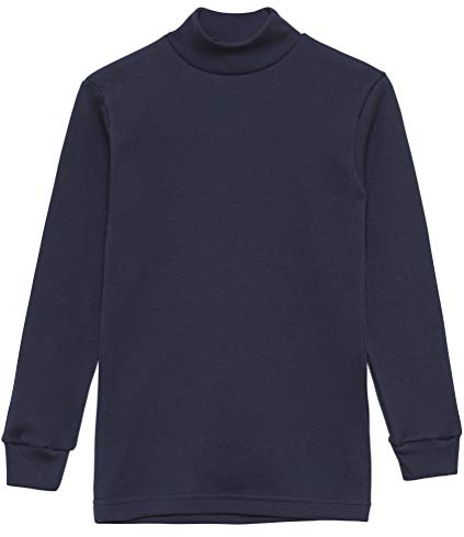 Channo Chemise de sous-vêtement Thermique pour Enfants à col Haut et à Manches Longues, Couleurs Unies - Lot de 1, Bleu Marine, 4 Ans