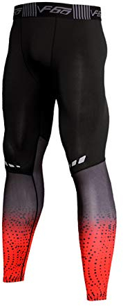 Muscle Alive Herren Yoga Kompressionsunterwäsche Leggings Strumpfhose Trainieren Hosen Fitnesshose Grundschicht Kühl trocknen Schwarz Rote XL