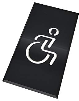 DOJA Barcelona | Cartel para Baño | Discapacitado | Color Negro | 180mm x100mm | Simbolo Adhesivo WC para Puerta | Placa Pegatina para Aseo, Aseos Cartel, Vinilo Adhesivo, Señal de Lavabo