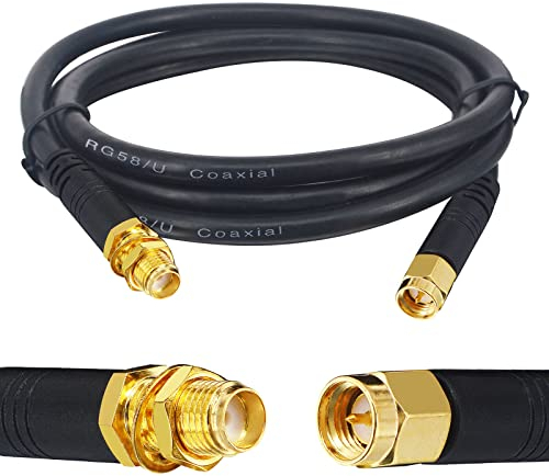 Boobrie 1M Cavo Coassiale RG58 Aggiornato SMA Maschio-Femmina Antenna Extension Cavo SMA Maschio a SMA Femmina Cavo Prolunga Antenna SMA per Router WiFi 3G 4G LTE Antenna WiFi Router LAN (Non per TV)