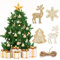 Belle Vous Pack de 24 Adornos de Navidad de Madera 4 Diseños – Renos Blancos y Dorados, Copos de Nieve y Árbol de Navidad - Decoracion Navidad Colgante con Cordel – para Fiesta de Navidad
