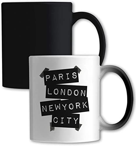 Paris London New York City Sticker Styled Graphic Farbwechsel-Becher Weiß One Size