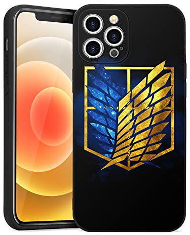 Anime Handyhülle für iPhone 12 Pro Max 6,7 Zoll (2020), weiches Flüssigsilikon-Gel-Gummi, Ganzkörperschutz, stoßfeste Hülle, Cartoon Manga AOT 01