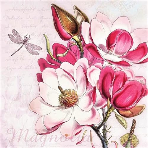 Papierservietten, 20 Stück, 33x33 cm, Magdalena, Blumenmuster, Papierservietten, Valentinstag, dekorative Papierservietten, Servietten, Frühlings-Papierservietten