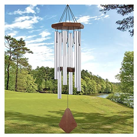 Windspiel, 71,1 cm, groß, dunkles Ton, Kirchenglocke, Windspiel, Musik, Glockenspiel, Hängeregel (Farbe: Silber)