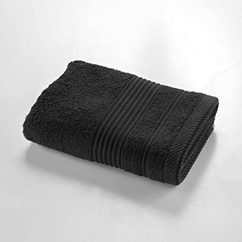 Douceur d'Intérieur, Serviette de Toilette (50 x 90 cm) Tendresse Noir, Eponge Unie