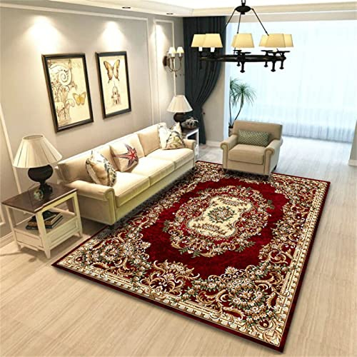 Teppich Dunkel rot tepiche für Wohnzimmer Vorleger Teppich Wohnzimmer Schlafzimmer Im Tintenstil Verschleißfest rutschfest 160x200cm jugendzimmer Teppich Wohnzimmer deko