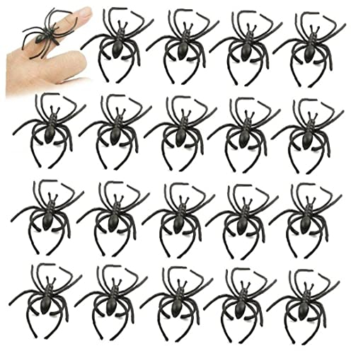 Fopytu Halloween -spinnenringe, 20 Pcs Realistische Gefälschte Spinne Ring Zum Tragen Von Fingern, Streichrequisiten Für Halloween -Party -Tricks Oder Behandlungsdekoration