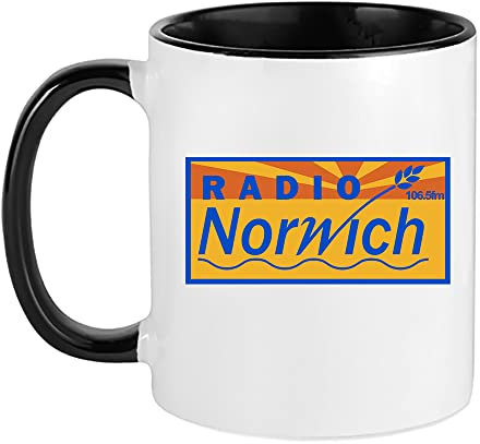 Alan Partridge Radio Norwich Mug 106.5 FM Inside Coloured and Handle 11 oz (Black)