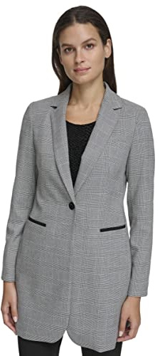 Tommy Hilfiger Blazer long ajusté à carreaux pour femme