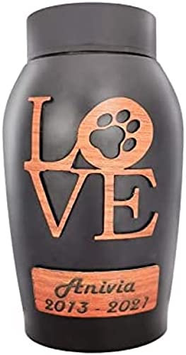 Custom Pet Urn With Name Plate Or Scripted Name, Personalized Dog Or Cat Urn, Custom Dog Urn,(Black Stainless Steel Urn),Pleasant63