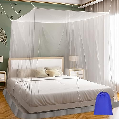 Sublaga Moskitonetz für Bett, großes weißes Betthimmel für Mädchen, Hängendes Bettnetz, ideal für Schlafzimmer Dekoration, Reisen mit Aufbewahrungstasche (Camping Moskitonetz)