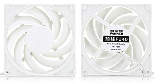 ASHATA 140 Mm Lüfter für Computer-CPU Geräuscharmer Einstellbarer Hochleistungs-Lüfter F140 12 V DC für Computergehäuse Mining Rig Desktop-Computer-Lüfter (Weiss)