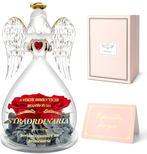 Miofula Regalo Donna Compleanno, Rosa Stabilizzata Vera Angelo Idee Regalo Donna Natale, Rosa Eterna Regali Ispirativi per Amica, Madre, Colleghe, Moglie, Figlia, Sorelle, Migliori Amiche, Nonna