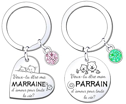 JRZDFXS Porte clef veux tu etre ma marraine Cadeau Naissance Annonce Grossesse Marraine Demande original Veux tu être marraine parrain demande (Parrain et marraine) (2)